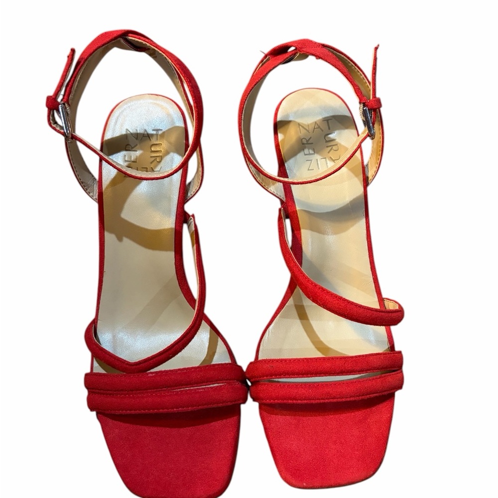 Naturalizer Rizzo Red Suede Strappy Ankle‑Buckle Heel size 8 - Picture 3 of 5